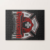 Brandweeruitrusting Helmet en naam brandweerdienst Legpuzzel (Horizontaal)