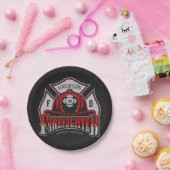 Brandweeruitrusting Helmet en naam brandweerdienst Papieren Bordje (Feest)