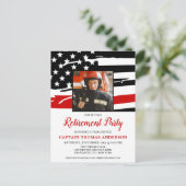 Brandweeruitrusting Pensioenfoto van brandweerman  Uitnodiging Briefkaart (Staand voorkant)