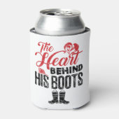 brandweervrouw het hart achter zijn laarzen blikjeskoeler (Blikje Voorkant)