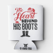 brandweervrouw het hart achter zijn laarzen blikjeskoeler (Achterkant)