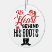 brandweervrouw het hart achter zijn laarzen keramisch ornament (Links)