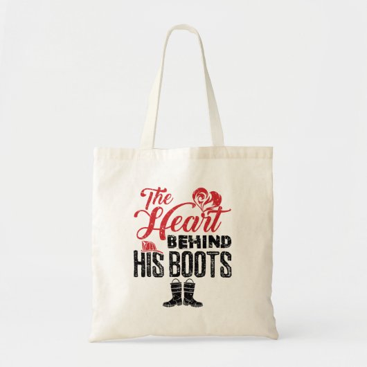 brandweervrouw het hart achter zijn laarzen tote bag (Voorkant)
