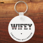 Brandweervrouw met dunne rode lijn brandweervrouw sleutelhanger (Voorkant)