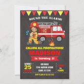 brandweervrouw op Birthday Invitation Girl Chalkbo Kaart (Voorkant)