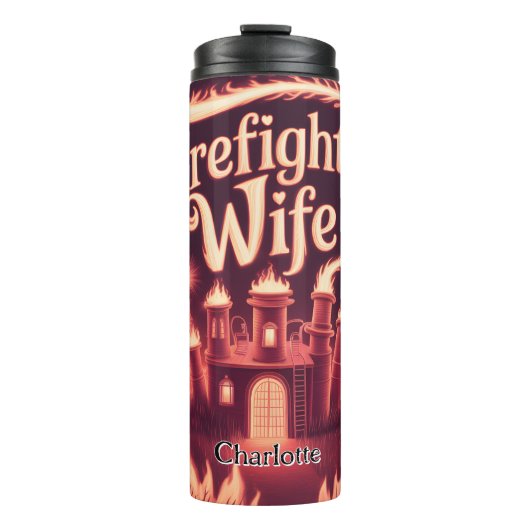 Brandweervrouw Romantische kasteel scene Thermosbeker (Voorkant)