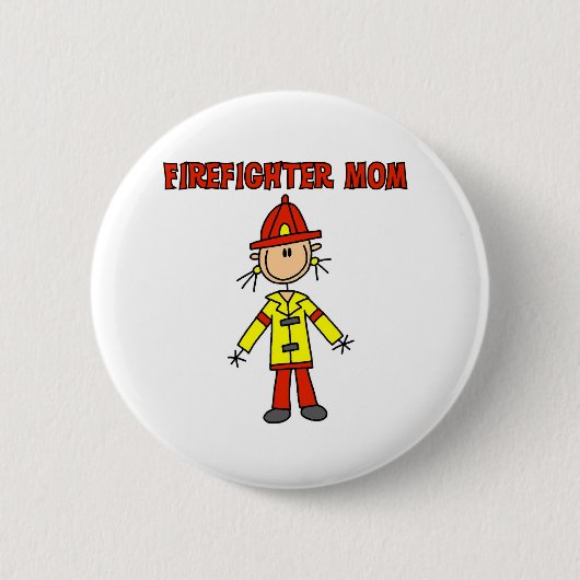 Brandweervrouw Ronde Button 5,7 Cm (Voorkant)