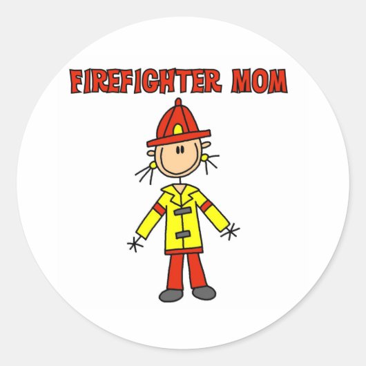 Brandweervrouw Ronde Sticker (Voorkant)