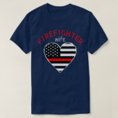 Brandweervrouw Thin Red Line Heart Fireman T-shirt (Design voorkant)
