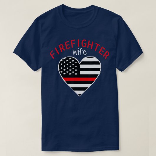 Brandweervrouw Thin Red Line Heart Fireman T-shirt (Design voorkant)