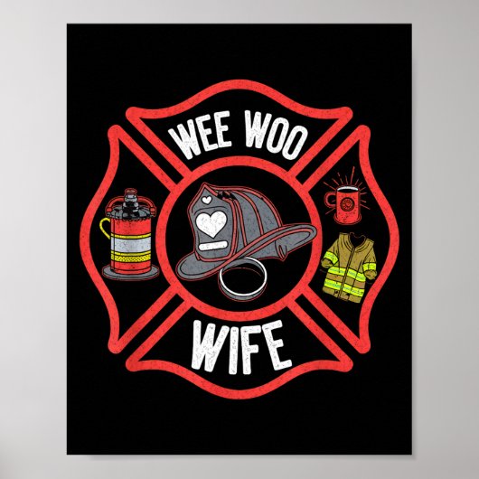 Brandweervrouw uniform brandweerman brandweer poster (Voorkant)