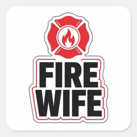 Brandweervrouw Vierkante Sticker (Voorkant)