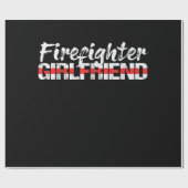 Brandweervrouw Vriendin Thin Red Line Vuurvrouw Cadeaupapier (Vlak)