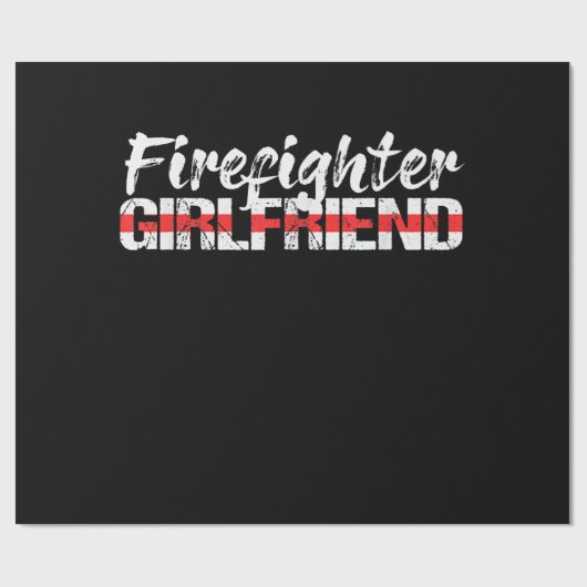 Brandweervrouw Vriendin Thin Red Line Vuurvrouw Cadeaupapier (Vlak)