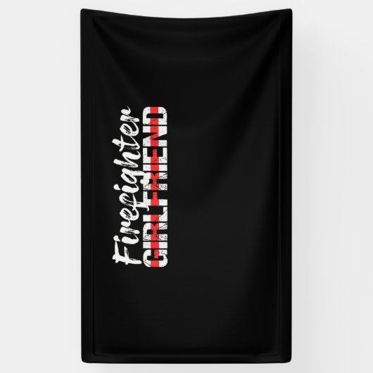 Brandweervrouw Vriendin Thin Red Line Vuurvrouw Spandoek (Verticaal)