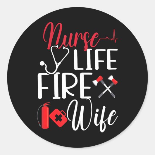 Brandweervrouw Vrouw Verpleegster Life Fire Vrouw  Ronde Sticker (Voorkant)
