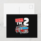 Brandweerwagen 2 jaar oude brandweerman 2e verjaar feestdagenkaart (Voorkant / Achterkant)