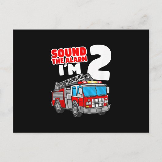 Brandweerwagen 2 jaar oude brandweerman 2e verjaar feestdagenkaart (Voorkant)