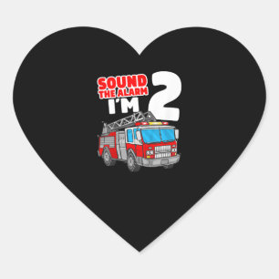 Brandweerwagen 2 jaar oude brandweerman 2e verjaar hart sticker
