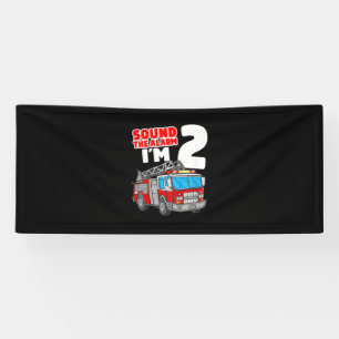 Brandweerwagen 2 jaar oude brandweerman 2e verjaar spandoek