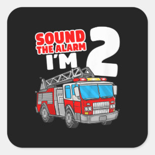 Brandweerwagen 2 jaar oude brandweerman 2e verjaar vierkante sticker