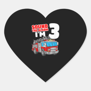 Brandweerwagen 3 jaar oude brandweerman 3e verjaar hart sticker