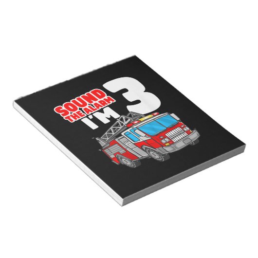 Brandweerwagen 3 jaar oude brandweerman 3e verjaar notitieblok (Schuin)