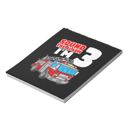Brandweerwagen 3 jaar oude brandweerman 3e verjaar notitieblok (Linkerzijde)