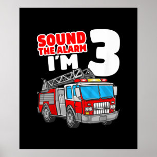 Brandweerwagen 3 jaar oude brandweerman 3e verjaar poster