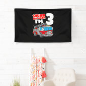 Brandweerwagen 3 jaar oude brandweerman 3e verjaar spandoek (Insitu)