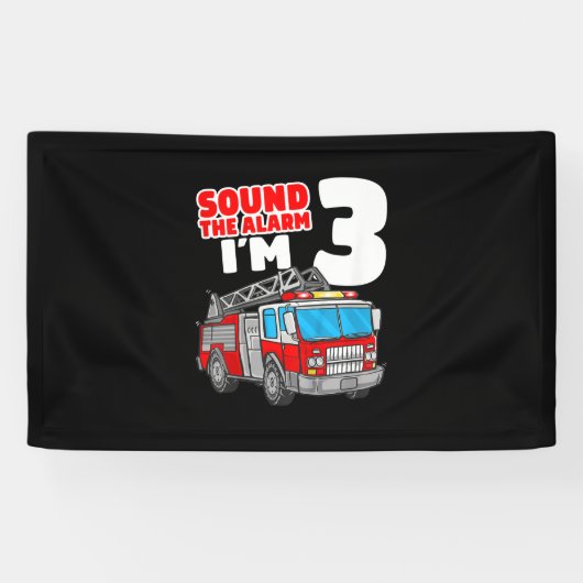 Brandweerwagen 3 jaar oude brandweerman 3e verjaar spandoek (Horizontaal)