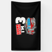 Brandweerwagen 3 jaar oude brandweerman 3e verjaar spandoek (Verticaal)