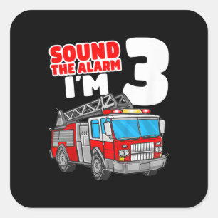 Brandweerwagen 3 jaar oude brandweerman 3e verjaar vierkante sticker