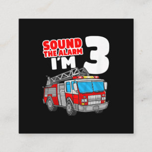 Brandweerwagen 3 jaar oude brandweerman 3e verjaar vierkante visitekaartje