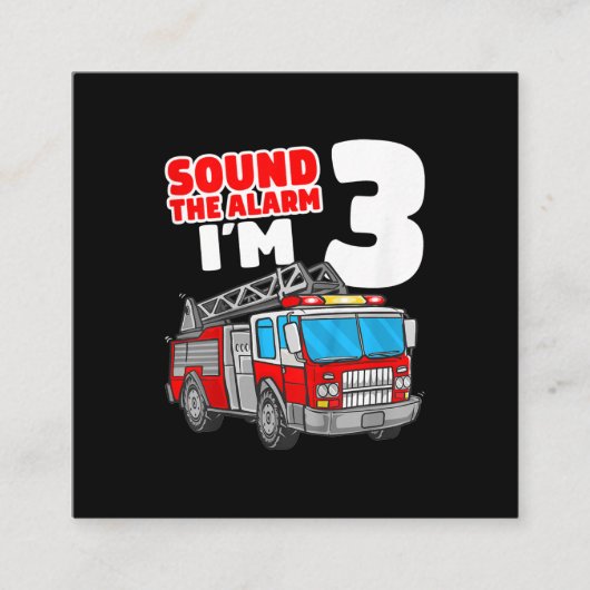 Brandweerwagen 3 jaar oude brandweerman 3e verjaar vierkante visitekaartje (Voorkant)