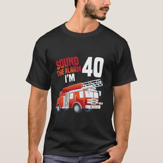 Brandweerwagen 40e Verjaardag Brandweerman Thema 4 T-shirt (Voorkant)