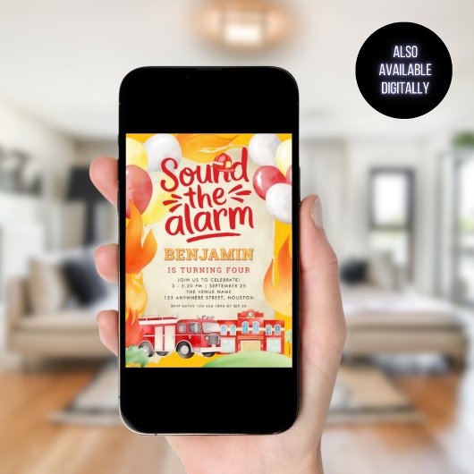 Brandweerwagen 4e verjaardagsfeest rood geel kaart