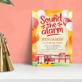 Brandweerwagen 4e verjaardagsfeest rood geel kaart