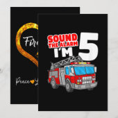 Brandweerwagen 5 jaar oude brandweerman 5 jaar feestdagenkaart (Voorkant / Achterkant)