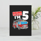 Brandweerwagen 5 jaar oude brandweerman 5 jaar feestdagenkaart (Staand voorkant)