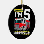 Brandweerwagen 5 jaar oude brandweerman 5 jaar keramisch ornament (Rechts)