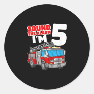 Brandweerwagen 5 jaar oude brandweerman 5 jaar ronde sticker