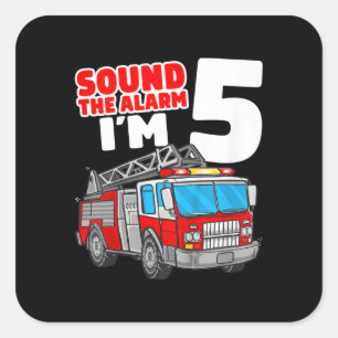 Brandweerwagen 5 jaar oude brandweerman 5 jaar vierkante sticker