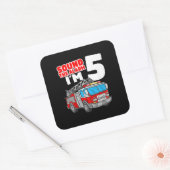 Brandweerwagen 5 jaar oude brandweerman 5 jaar vierkante sticker (Envelop)