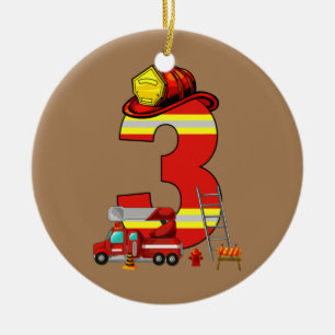 Brandweerwagen 5e verjaardag Jongen 5 jaar Peuter Keramisch Ornament