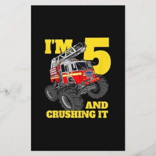 Brandweerwagen 5th Birthday Boy 5 Firefighft Gift Briefpapier