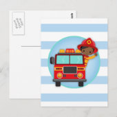 Brandweerwagen Afrikaanse Amerikaanse jongen Briefkaart (Voorkant / Achterkant)