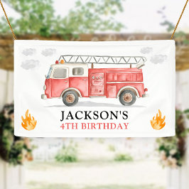 Brandweerwagen Alle Brandweerlieden Jongen Verjaar Spandoek
