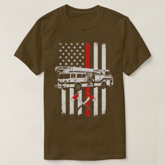 Brandweerwagen Amerikaanse vlag T-shirt (Design voorkant)
