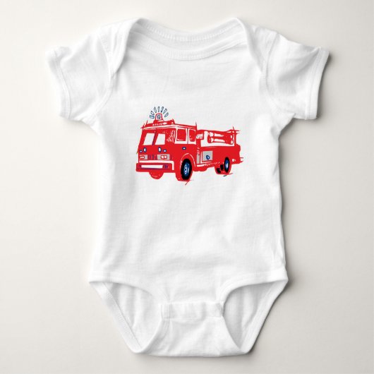Brandweerwagen baby onies romper (Voorkant)